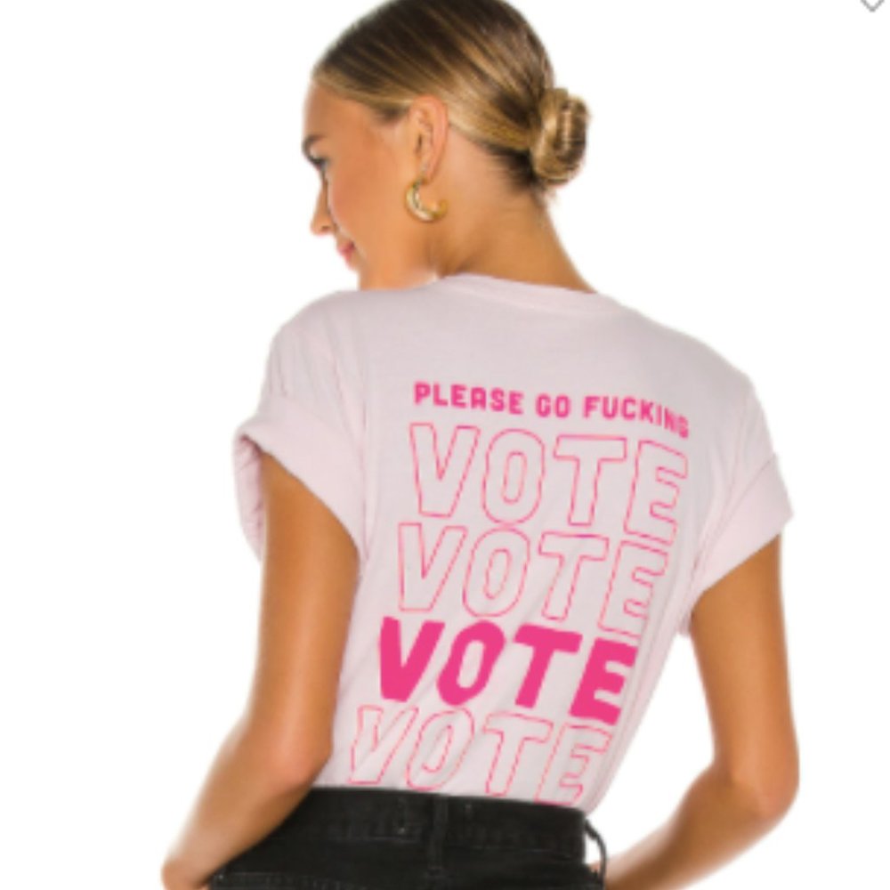 Pink Please go f** vote Graphic Shirt Sz S NWT - Picture 1 of 5